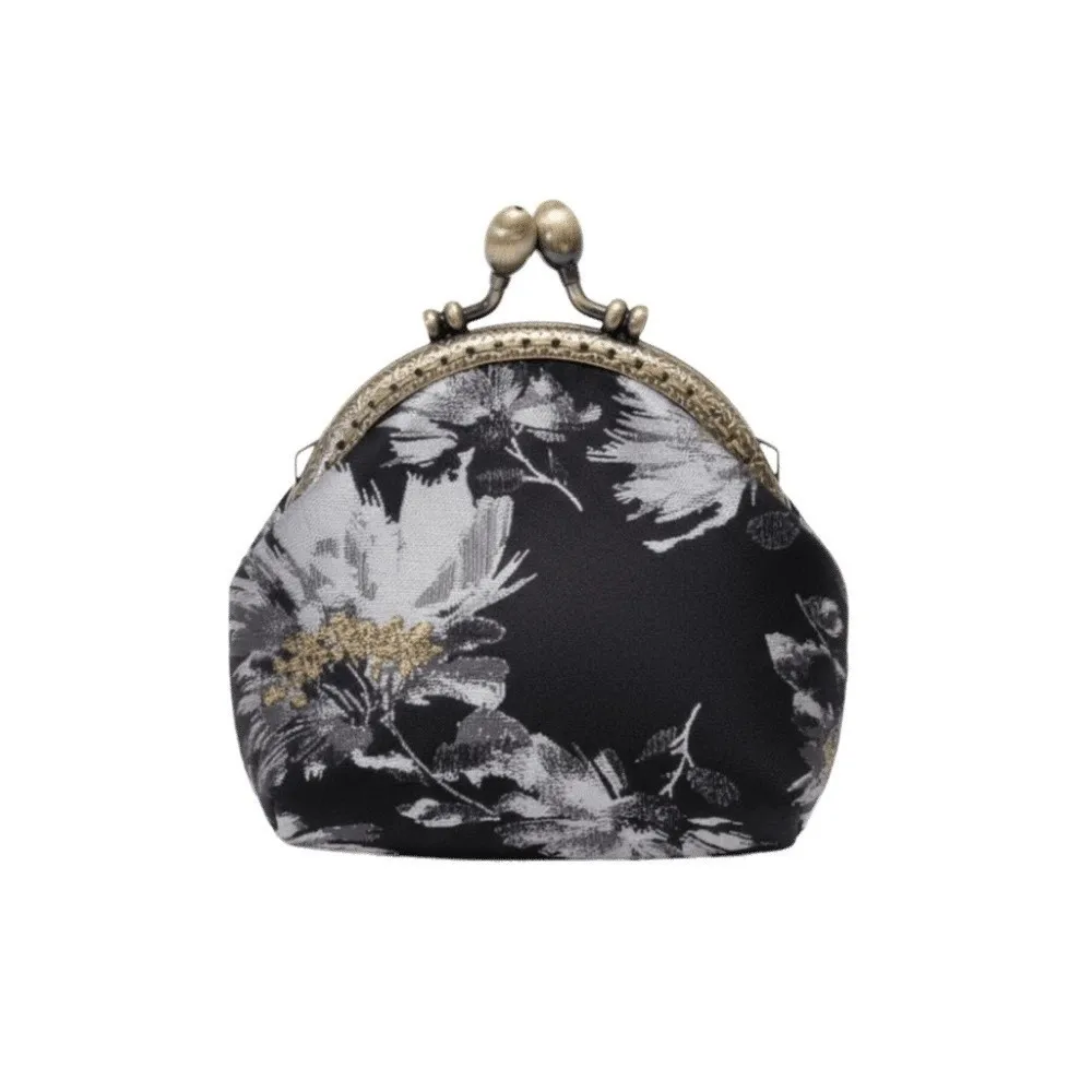 

Anti-lost Kiss Lock Coin Purse Thickened Polyester Brocade Mini Pouch Portable Chinese Style Embroidered Small Pocket