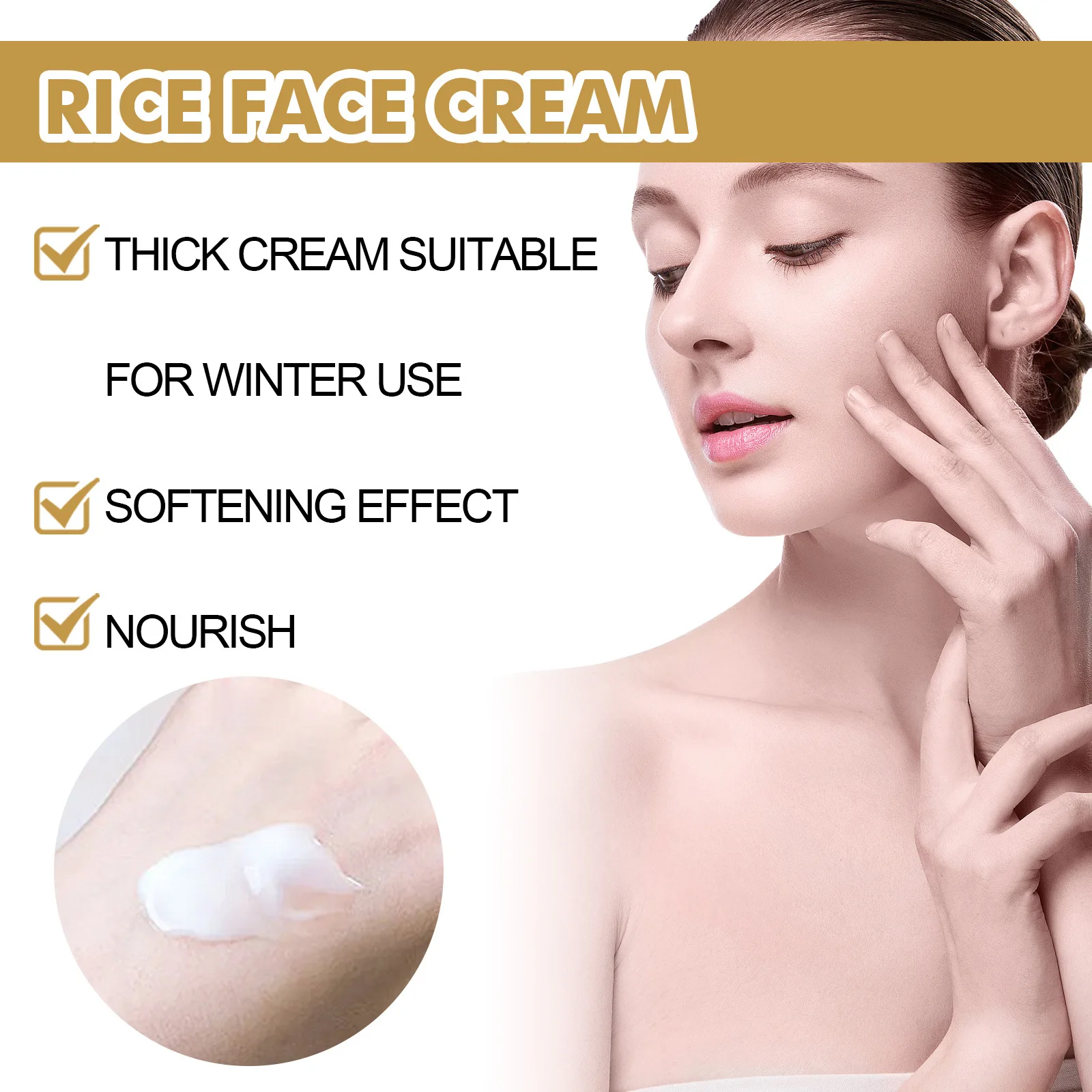 White Rice Whitening Cream Anti Aging Blemish Freckle Melasma Lightening Melanin Pigmentation Shrink Pores Dark Spot Corrector