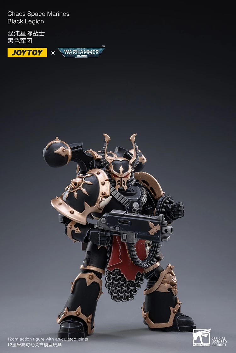 Joytoy Warhammer 1/18 عمل أرقام الفوضى مشاة البحرية الفضائية الأسود الفيلق C لعبة مجسمة الصبي الهدايا 3.75 بوصة