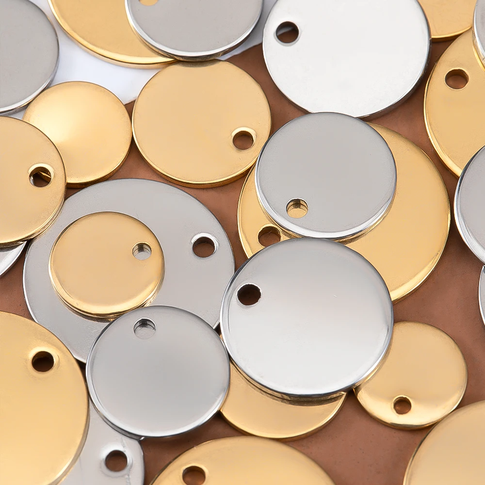 10pcs 20pcs Stainless Steel Customized Pet Round Tag Blank Single Hole Pendants DIY Necklace Bracelet Earing Jewelry Making