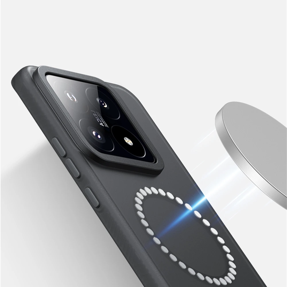 Luxury Matte Translucent Magnetic Wireless Charging Case For Xiaomi Mi 15 Mi 14 Pro Ultra Mi15 Pro Shockproof Armor Bumper Cover