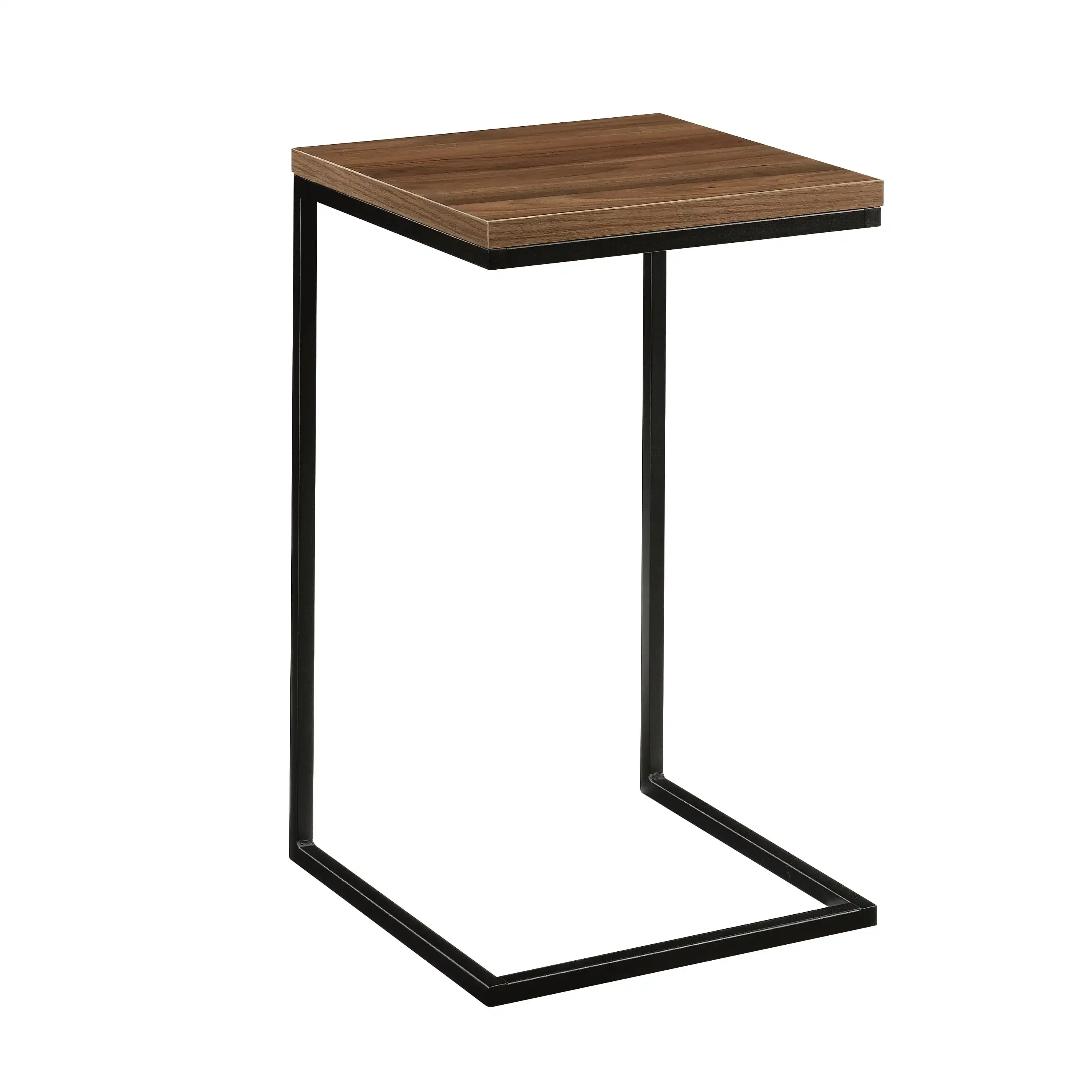 Metalowy stolik w kształcie litery C, wykończenie Canyon Walnut, nowoczesny stolik boczny do salonu, sypialni, solidna rama z eleganckim designem