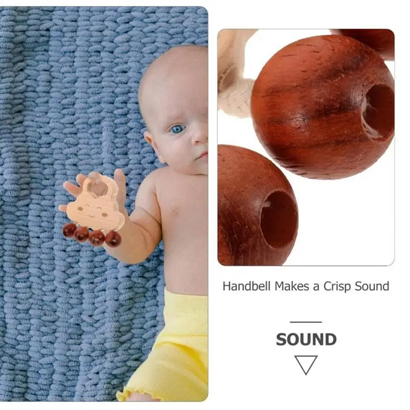 Jouet de hochet en bois pour enfants, conception de nuage, cloche à main pour enfants de 0 à 3 mois, utilisation de voyage, jouet TeWindsor sans peinture