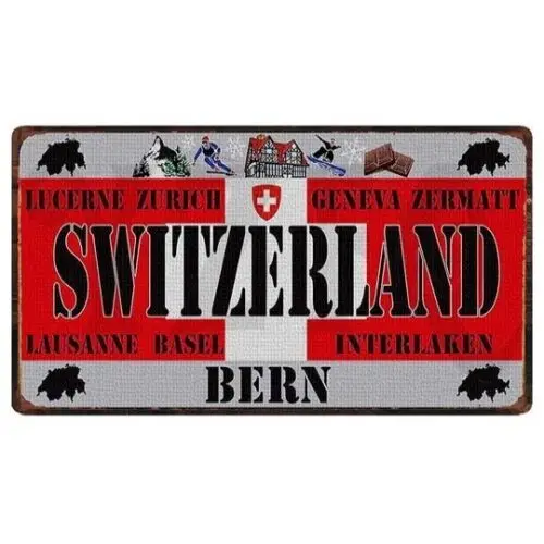 1p,Switzerland Bern Zurich Licence Plate Kitchen Home Travel Bar Pub Metal Sign