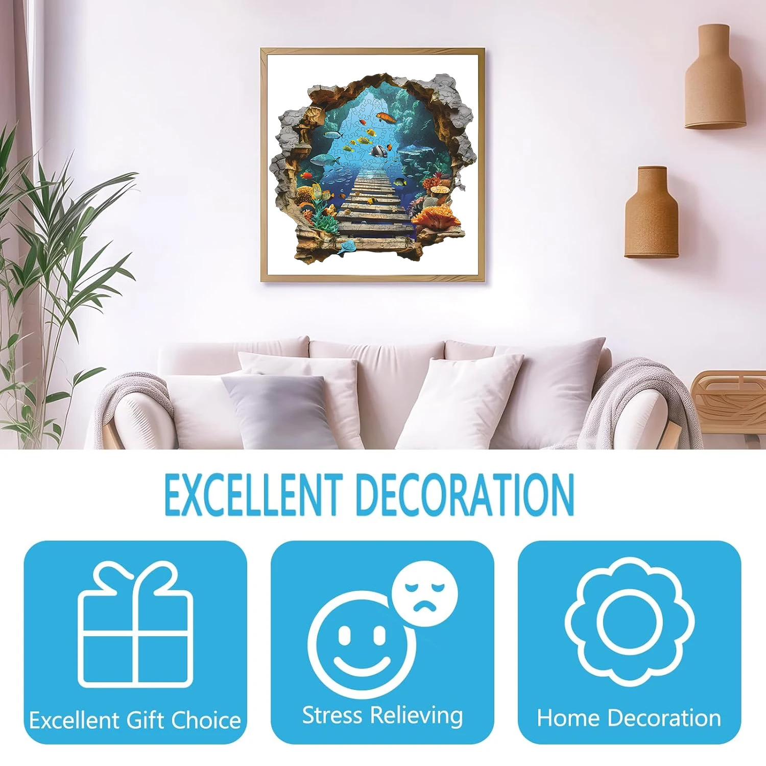 Mundo subaquático quebra-cabeça de madeira, brinquedo intelectual de quebra-cabeça mágico de alta dificuldade, presente requintado de natal, jogo de família decoração de casa