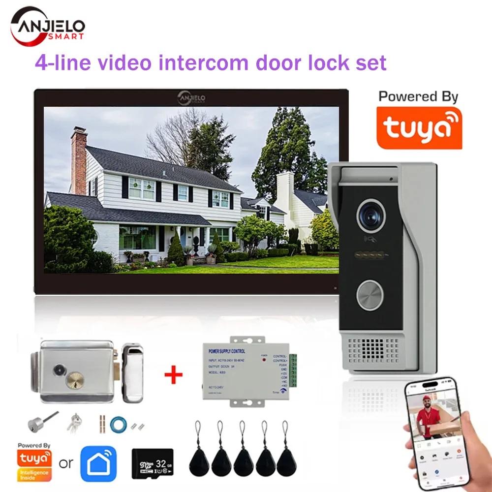 ANJIELO Tuya Smart 1080P Video Doorbell Lock , IC Card Unlocking Function, Suitable for Metal Doorbell Video Intercom Systems