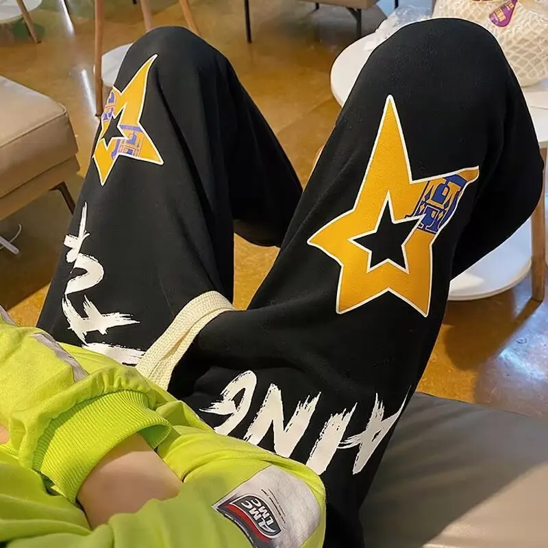 

Large Size Men's Printed Straight Leg Sweatpants Casual Loose Sports Pants High Street Sle Autumn Faion Trendy Youthwear