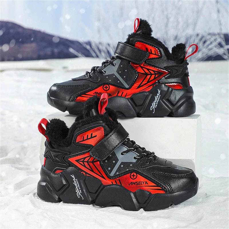 

Winter Childrens Boy Sneakers Plush Warm Fashion Cute Print Outdoor Non-slip Kids Cotton Shoes School Luxury Boys Snow Snow Shoe