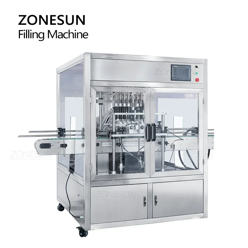 ZONESUN ZS-YTZL8A Máquina automática de llenado al vacío de 8 cabezales Botellas de spray líquido de perfume de aceite esencial con cubierta antipolvo