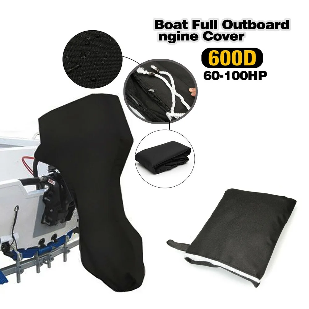 Heavy-Duty Waterproof UV-Proof Trailerable Boat Engine Cover 600D Fade and Crack Resistant Full Outboard Motor Cover