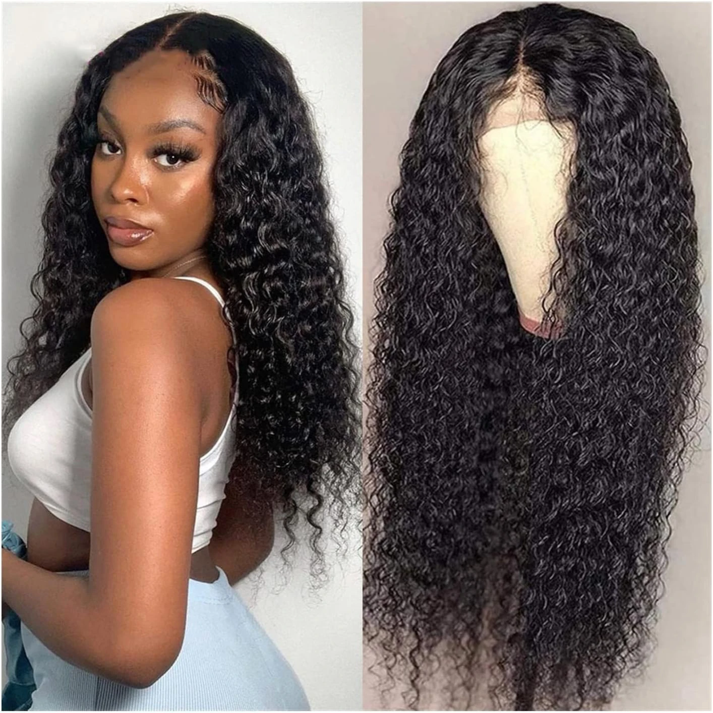 Perruque Lace Front Wig Deep Wave Naturelle, Cheveux Humains, 30 40 Pouces, 13x4, 13x6, Densité 250, Transparent HD, pour Femme