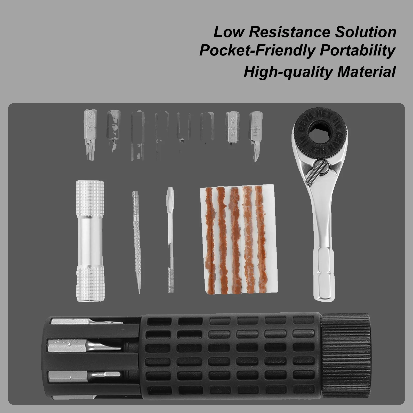 

Bike Tire Tool Biking Wheel Disassembly Tool Multifunctional Cylindrical Ratchet Tire Repair Kit For Touring Commuting Trail