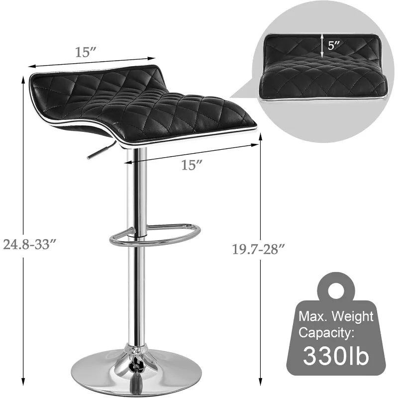 Adjustable Bar Stools Set of 2, Bar Height Stools for Kitchen Counter