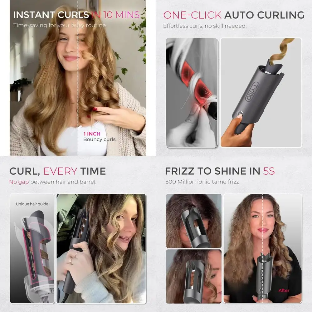 

Portable Ionic Beach Waves Curling Wand, 1 Inch Ceramic, Lightweight Travel Hair Curler, Dual Voltage