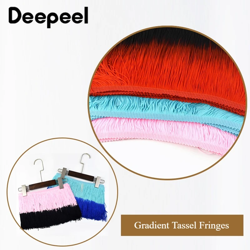 

1/2Meters 20cm Gradient Tassel Fringes Sewing Latin Dress Party Garment Decorative Trimmings Stitching Fringe Lace Accessories
