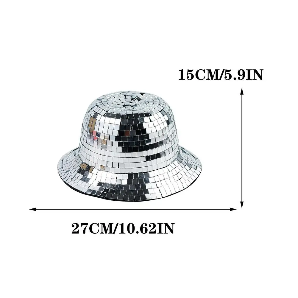 Glitter Mirror Disco Bucket Hat Stunning Disco Ball Hats for DJ Glitter Sequins Bucket Hat for Club Stage Bar Party Dance