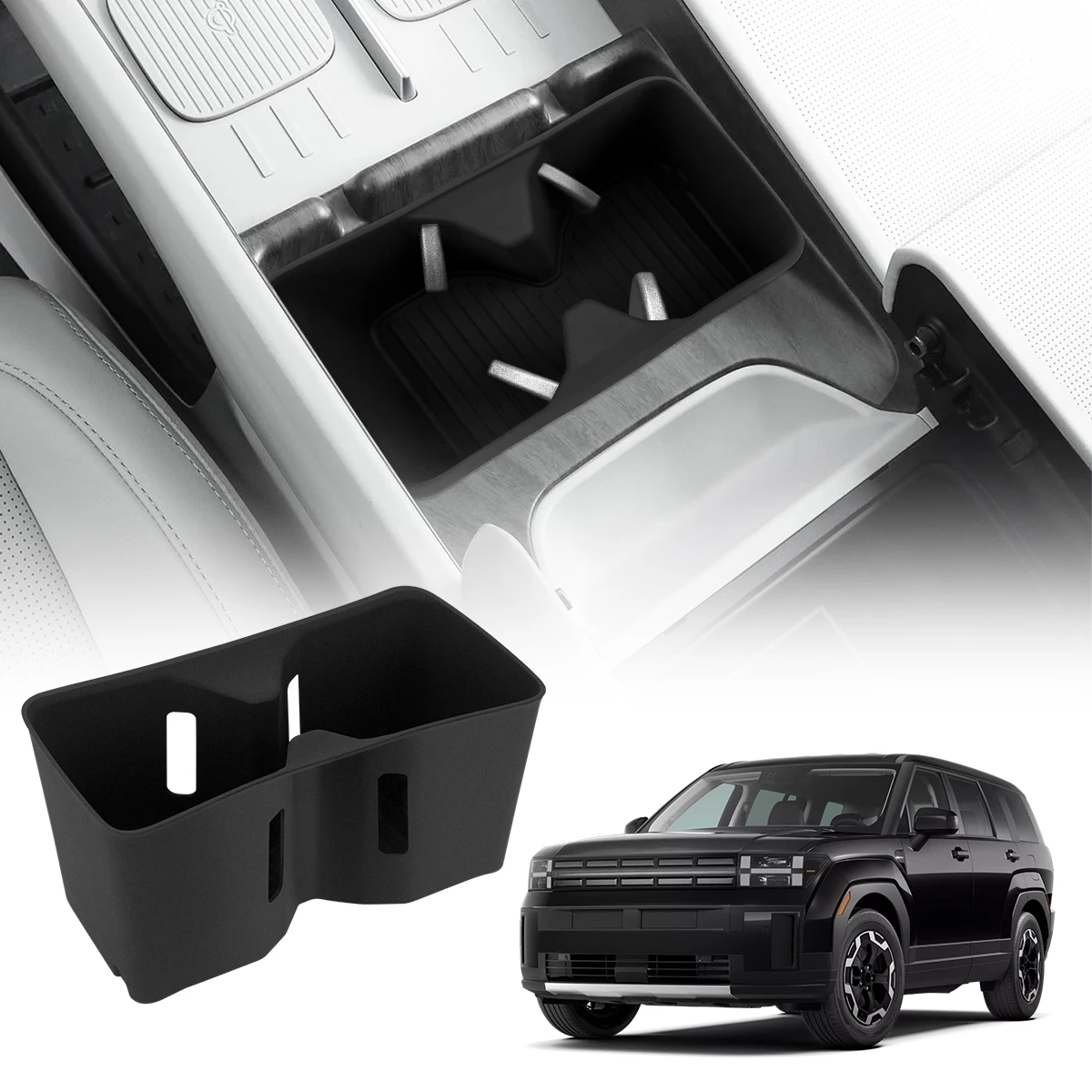 

For Hyundai Santa Fe 2024 2025 Center Console Water Cup Holder Insert Durable Waterproof Car Drink Cup Holder Silicone