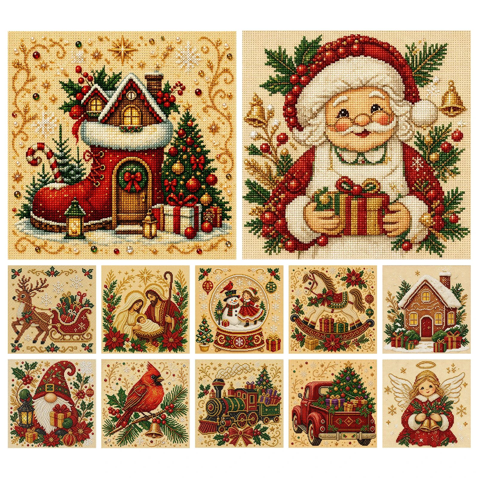 Cross Stitch Stamped Kits Beginners - Zestaw do haftowania krzyżykowego 14CT, wzór