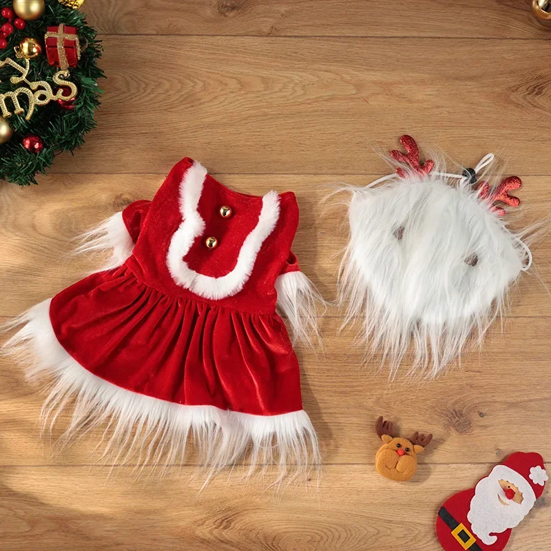 New pet clothes, Christmas party set, holiday outfit, funny small and medium-sized dog clothes