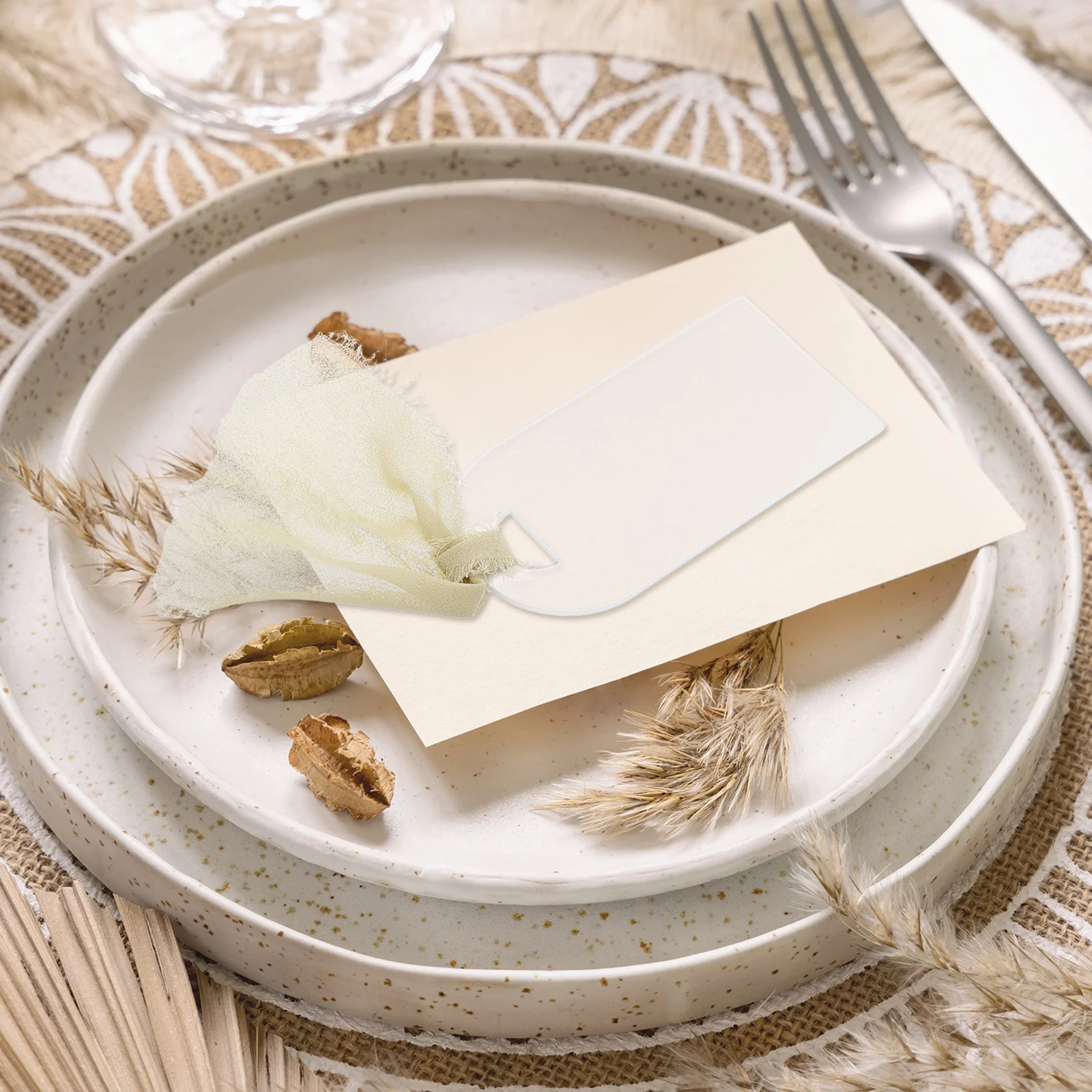 

30Pcs Frosted Acrylic Arched Reserved Signs Hanging Table Place Cards Wedding Chair Tags Green Ribbon Wedding Place Cards