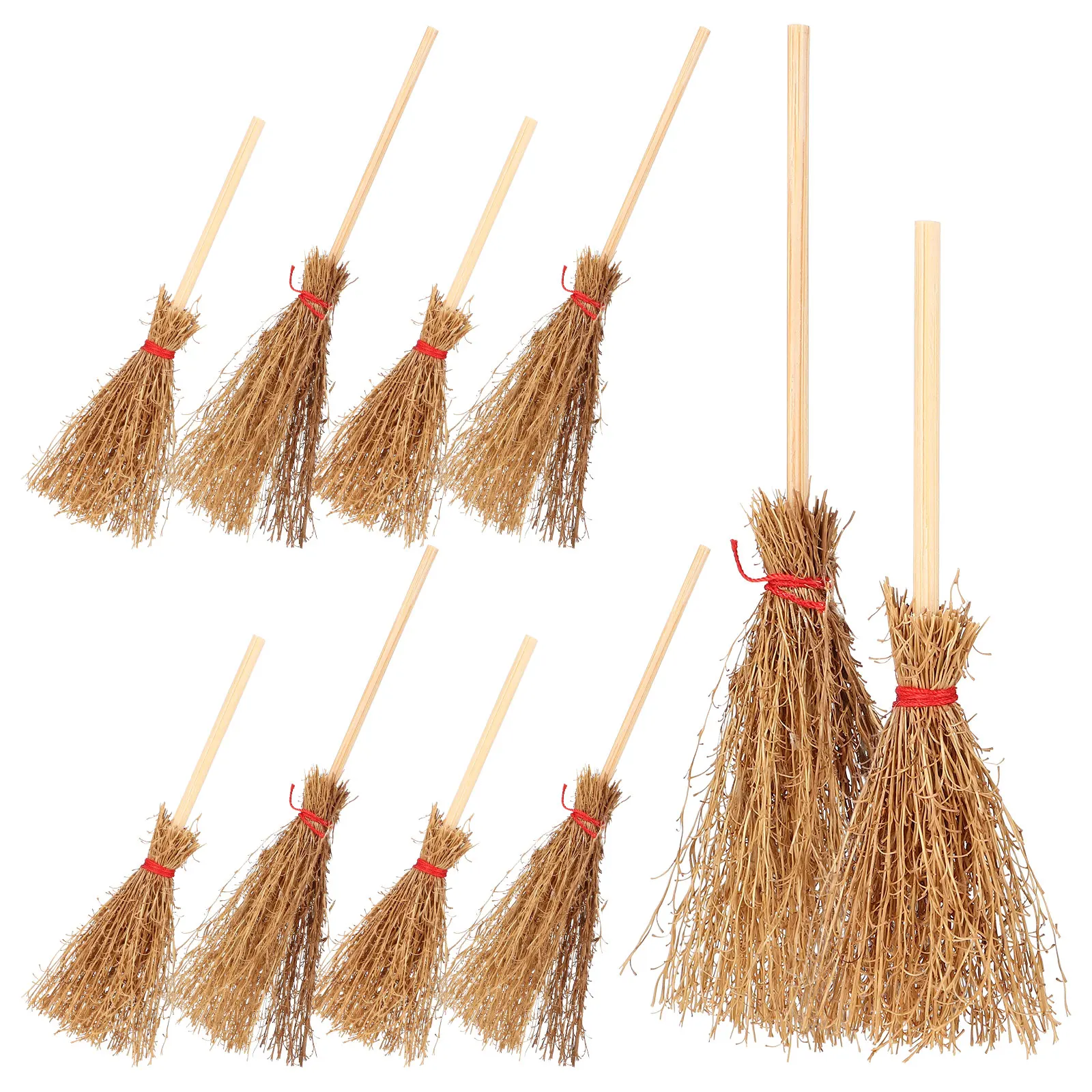 

10 Pcs Mini Handmade Broom Dollhouse Cleaning Supplies Craft Small Decorative Miniature Beech Baby