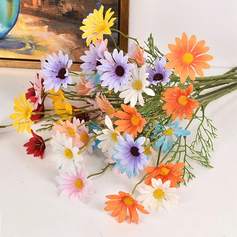 Bouquet de Fausses Fleurs Artificielles de 52cm, 5 Têtes, Camomille Blanche, Décoration de Mariage, Maison, Jardin, ix