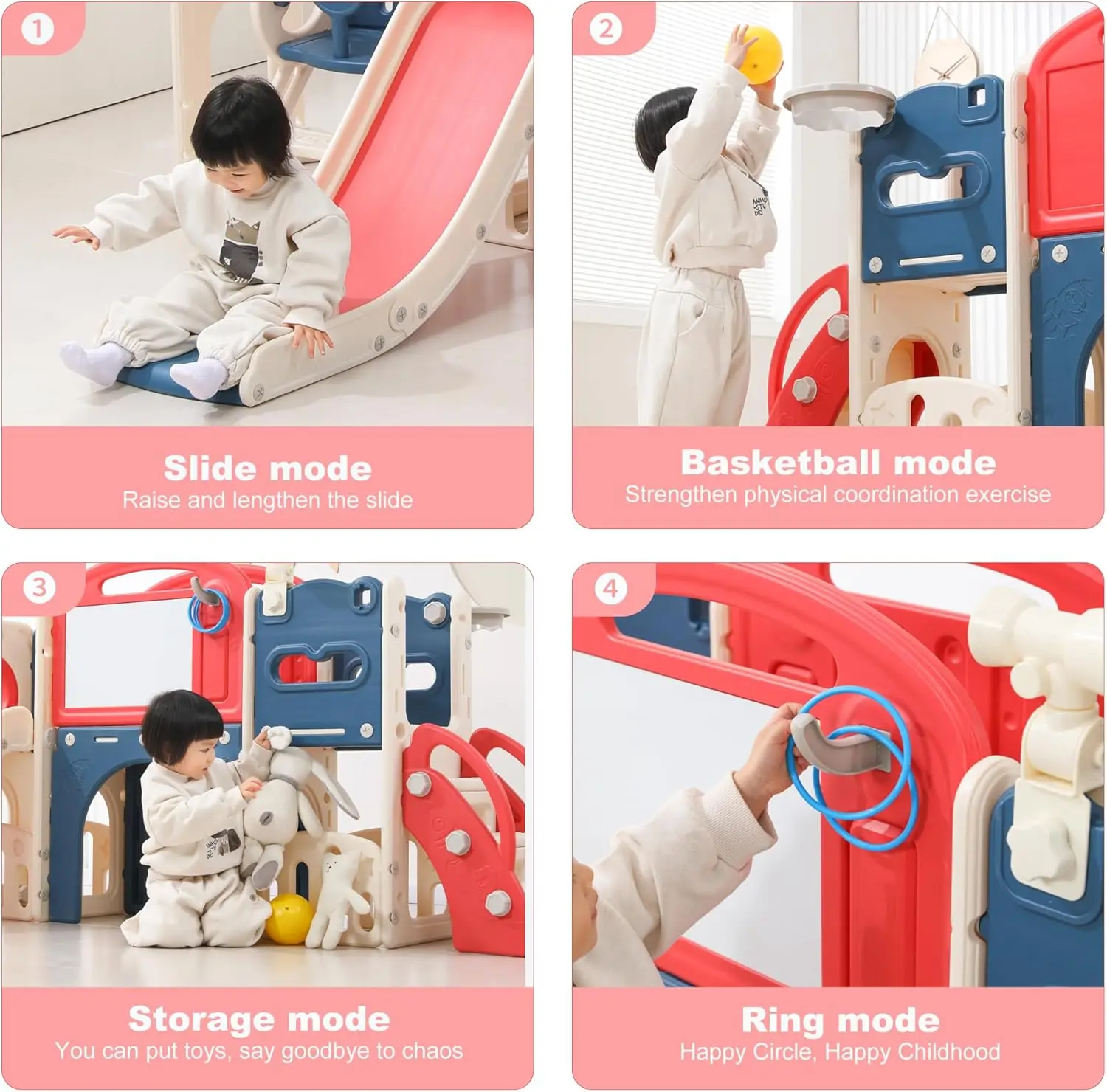 Conjunto de brinquedos para crianças 12 em 1, durável, ecológico, com balanço, playground para crianças de 1 a 3 anos, conjunto de balanço e escorregador, escalador de basquete