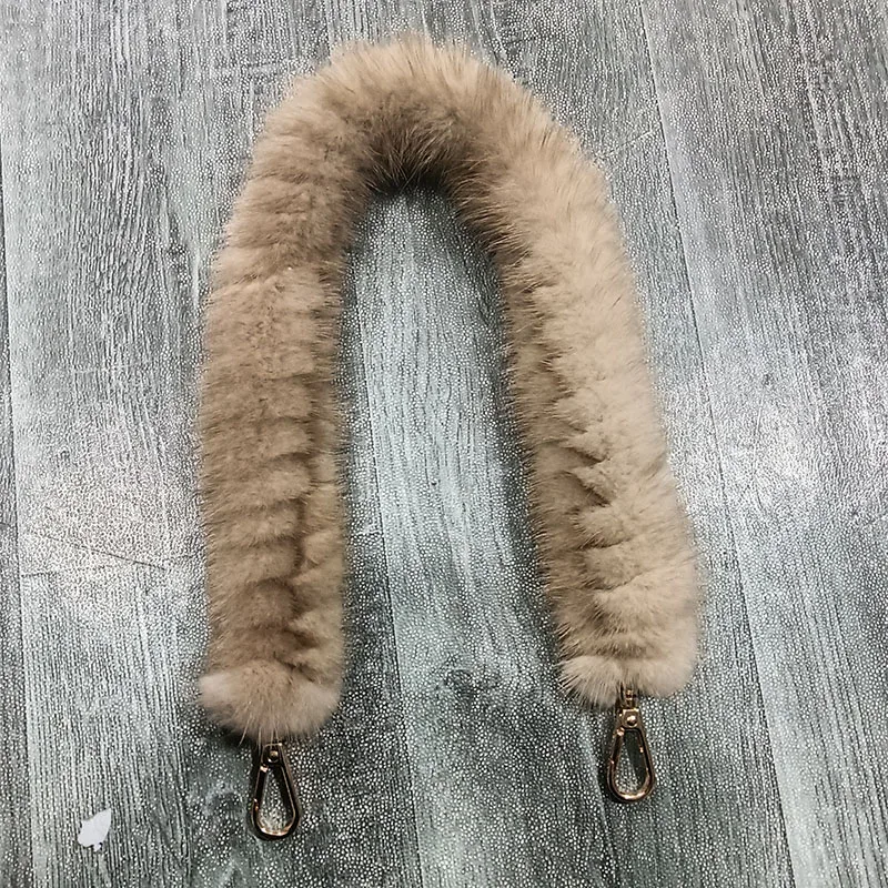 Genuine Mink Fur Bag Strap Replacement Winter Warm Knitted Real Mink Fur Handbag Shoulder Straps Bag Accessories Shoulder Belt