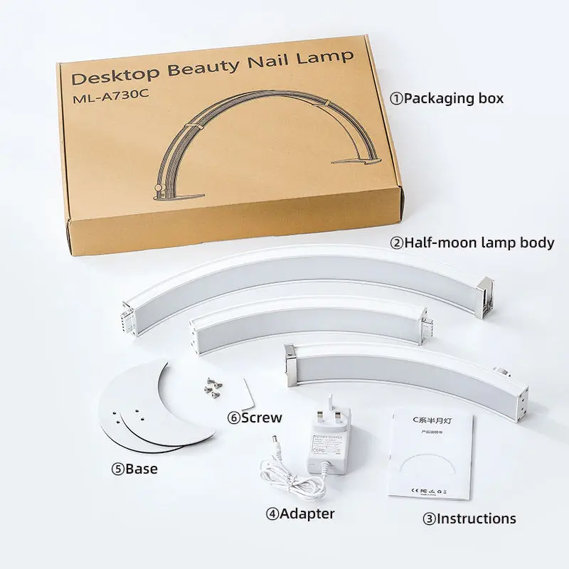 مصباح أظافر منزلي LED بالأشعة فوق البنفسجية على شكل نصف قمر وأدوات أظافر ورموش مضيئة تستخدم في الصالون بتصميمات ماسية