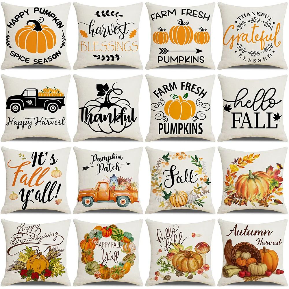 

Fall Thanksgiving Decoration Pillowcases Pumpkin Pillow Case Autumn Farmhouse Home Decor Throw Pillow Cover Couch Cushion Cover