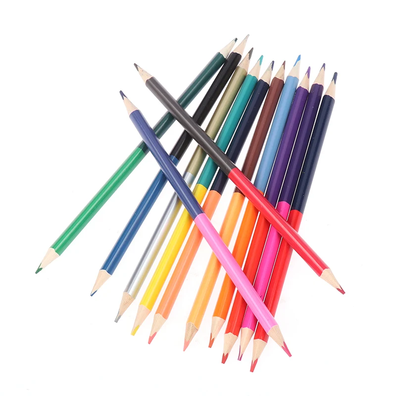 12Pcs 17.5cm Rainbow Pencil Two-color Core Pencil Stationery Graffiti Drawing Painting Tool Office School Supplies