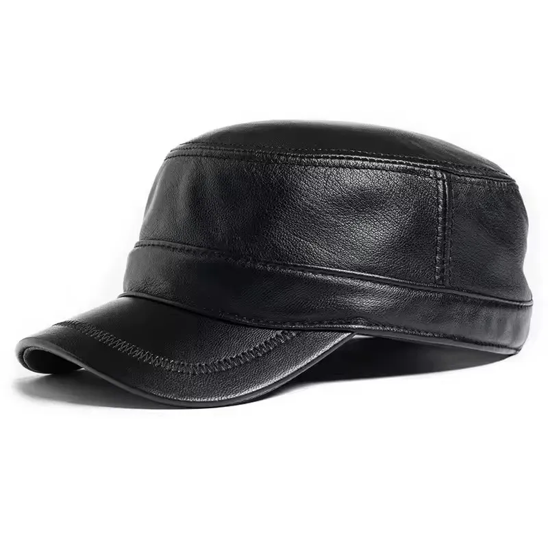 unisex-military-hat-100-high-quality-genuine-leather-winter-warm-outdoor-sheepskin-flat-cap-first-layer-for-women