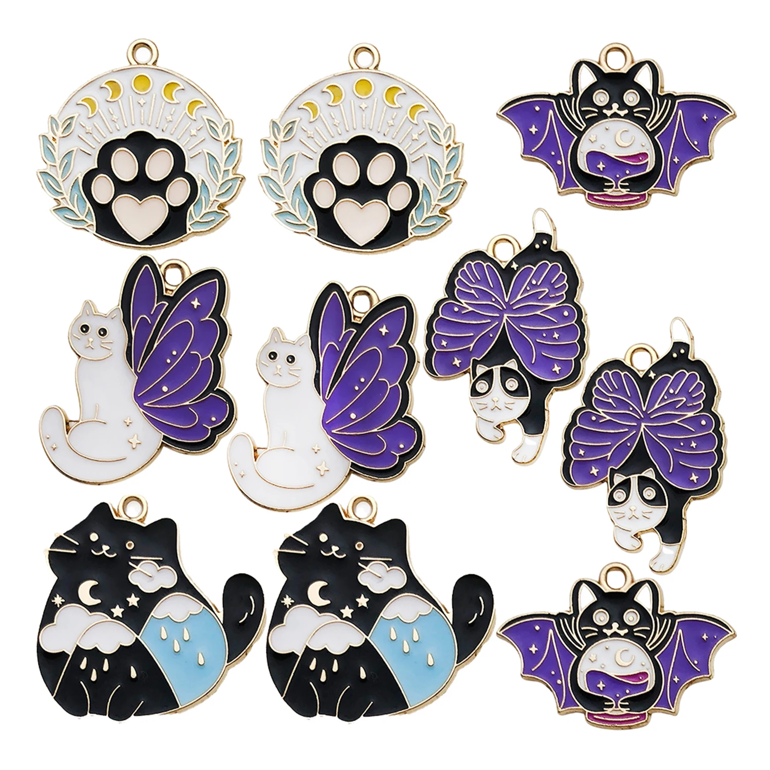 5/10 Pcs Cute Cat Animal Pendant Accessories, Handmade DIY Necklace Keychain Ornament Materials, Hot-Selling.