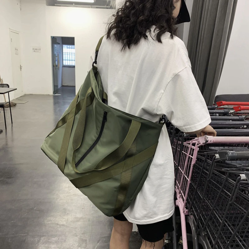 Sacos de compras de grande capacidade para mulheres sacolas bolsa de ombro feminino de nylon bolsas masculinas retrô bolsa de ombro de viagem de alta qualidade