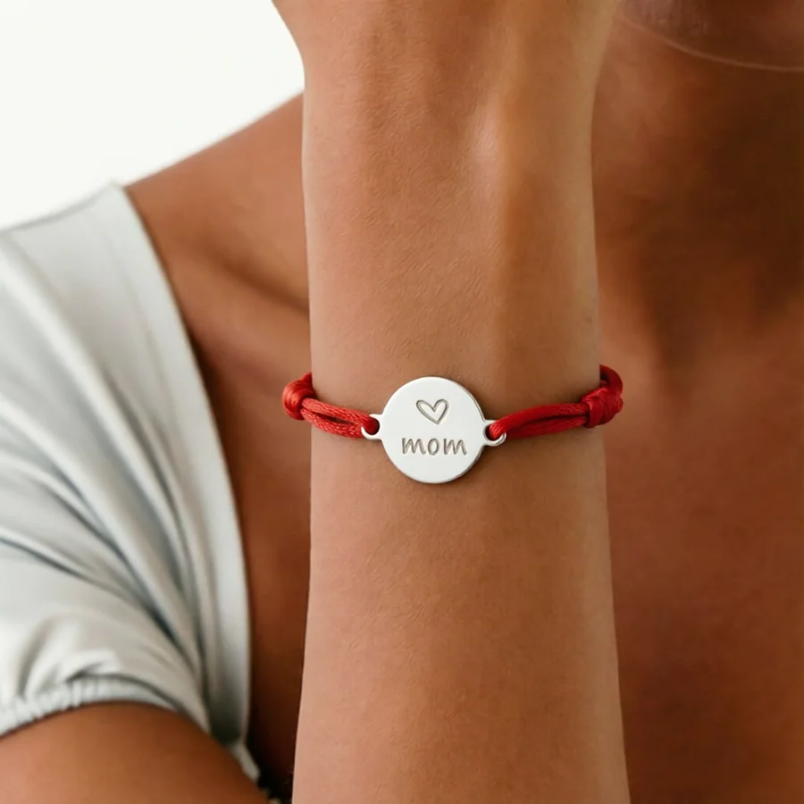 Handmade Braided Adjustable Mom Bracelet Women Round Stainless Steel Mom Bracelets Jewelry