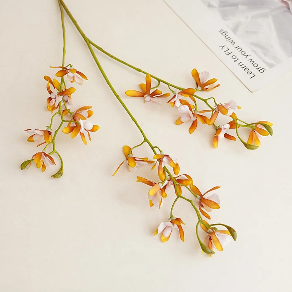 

3 Fork Artificial Papilio Orchid Realistic Real Touch Cymbidium Flower Branches Handmade Simulation Phalaenopsis Wedding Decor
