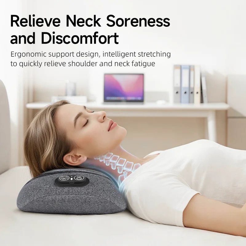 3 in 1 Electric Lumbar Massager Support Pillow, Back Massager with Heat, Adjustable Height for Lower Back Pain Relief