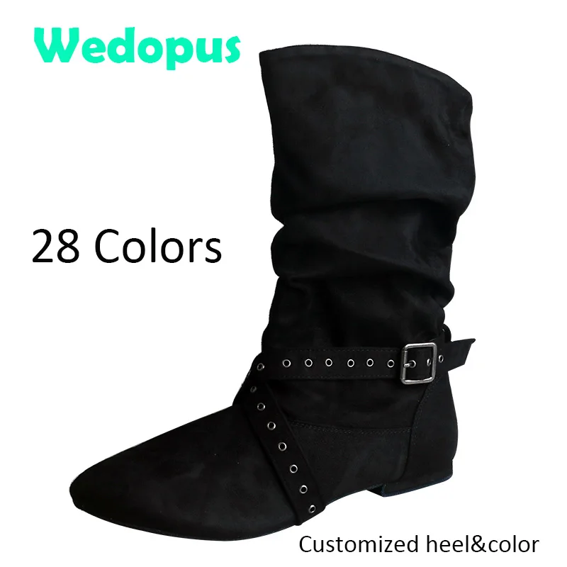 Wedopus 28 colori stivali da ballo da donna in pelle scamosciata colore marrone chiaro stivali da Cowboy da ballo Country suola morbida per interni tacco personalizzato