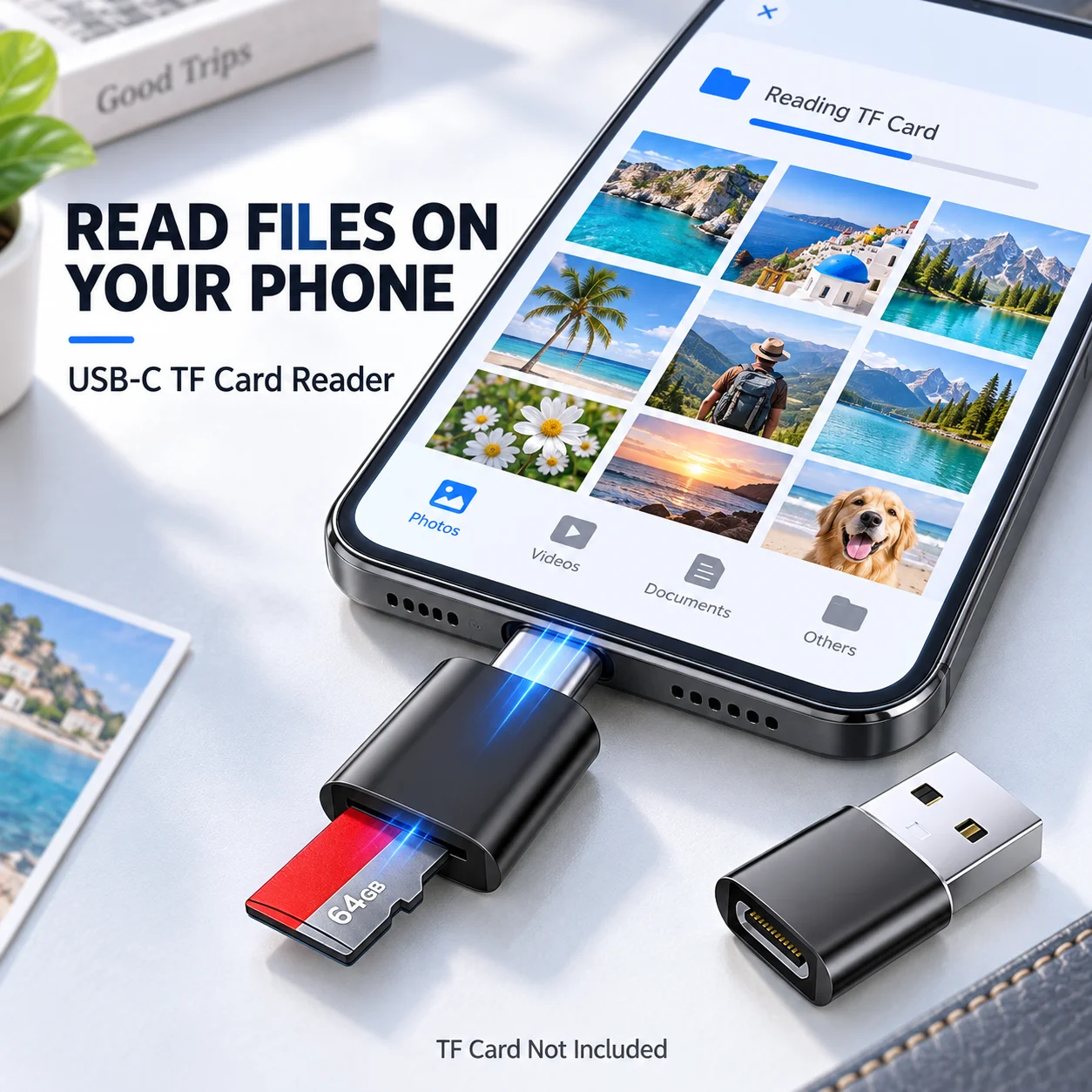 Mini Type-C SD/TF Memory Card Reader Dual Interface USB 2.0 Adapter External Storage for Smart Devices