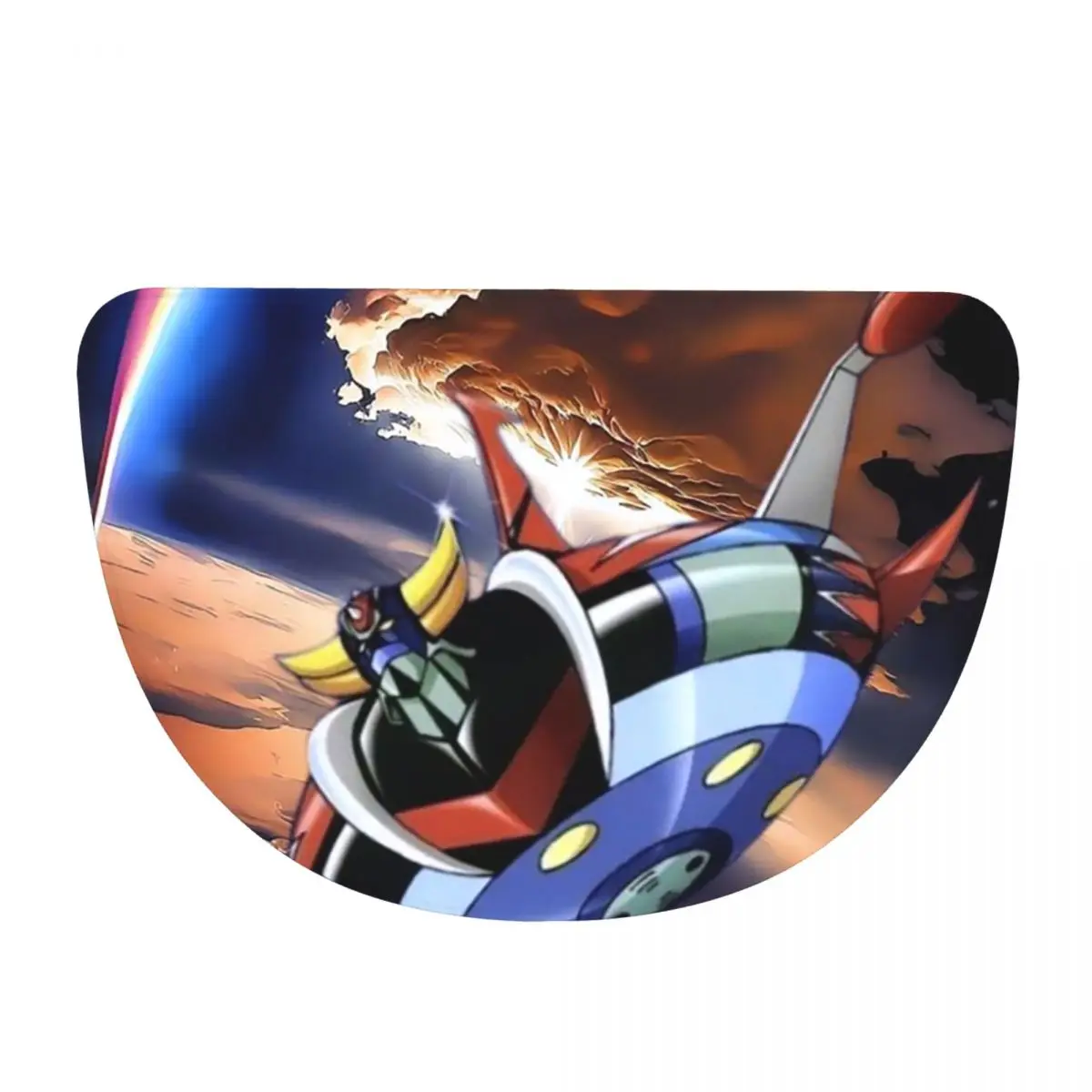 Goldrake Goldorak Anime Mazinger Z UFO Robot Grendizer Flannel Half Round Doormat Non Slip Bathroom Mat Absorbent Floor Carpet