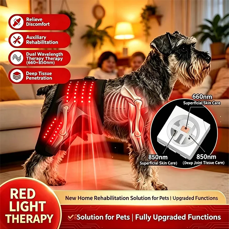 88LEDs Red Light Therapy for Dogs USB Plug in Light Pad Wearable Design for Pet Back Care Relieve Pain with 3-in-1 660nm&850nm
