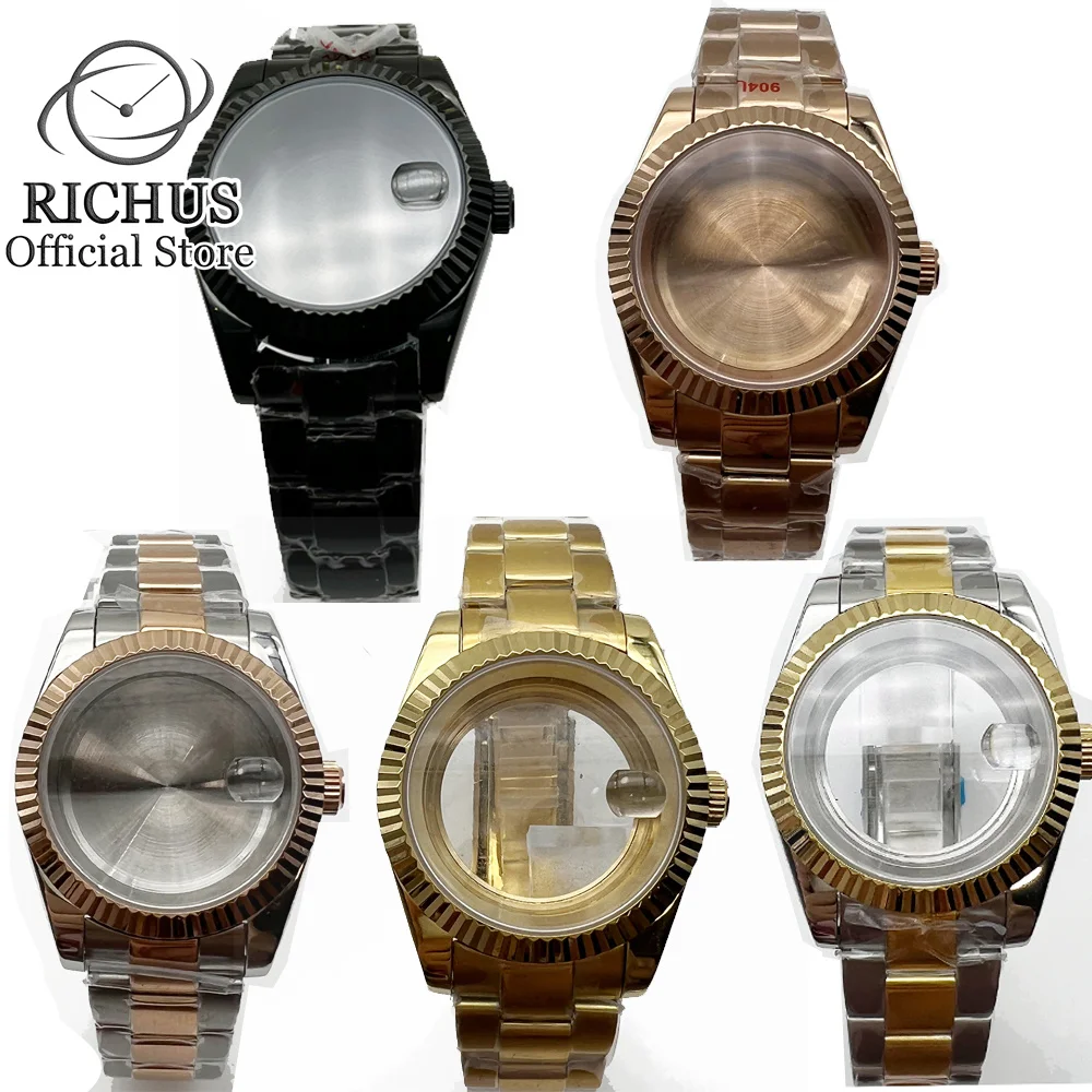 36mm/40mm Watch case Gold PVD case sapphire glass case For NH35 NH36 ETA2824 2836 Miyota8215 8205 821A PT5000 ST2130 Movement