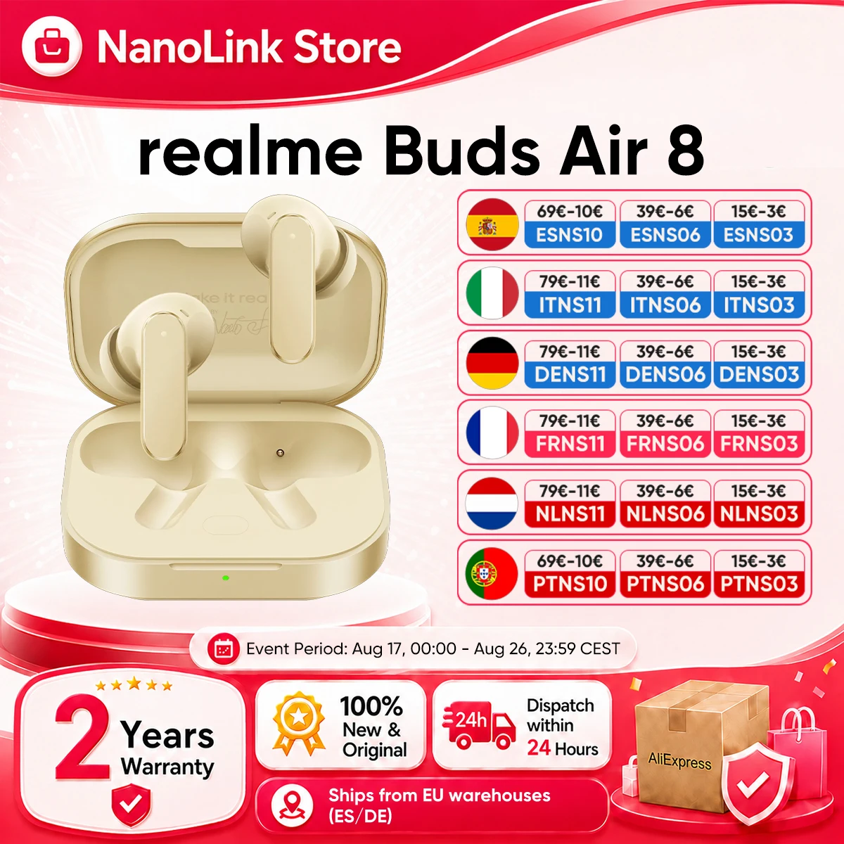 realme Buds Air 8 Bluetooth-Kopfhörer für realme 16 Pro Plus realme GT 8 Pro AI Assistant 55dB 58 Stunden Akkulaufzeit Neu