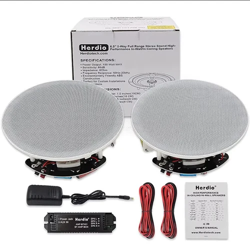 Herdio 2 uds 6,5 pulgadas Audio en casa 300W Altavoz Bluetooth de techo sistema de altavoces empotrados para el hogar para interior cocina dormitorio baño