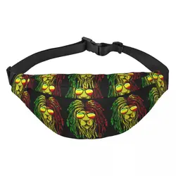 Reggae Music Lion Jamaican Flag Rasta Rastafari Fanny Bag Customized Sling Crossbody Waist Pack Women Running Phone Money Pouch