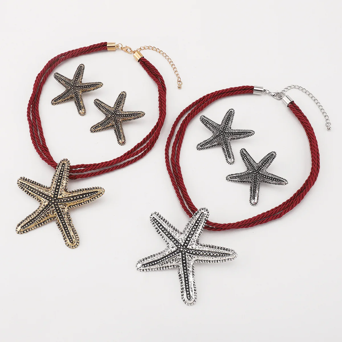ZAA Boho Metal Big Starfish Star Pendant Necklaces for Women Punk Red Chunky Rope Chain Necklace Statement Party Ocean Jewelry - Image 4