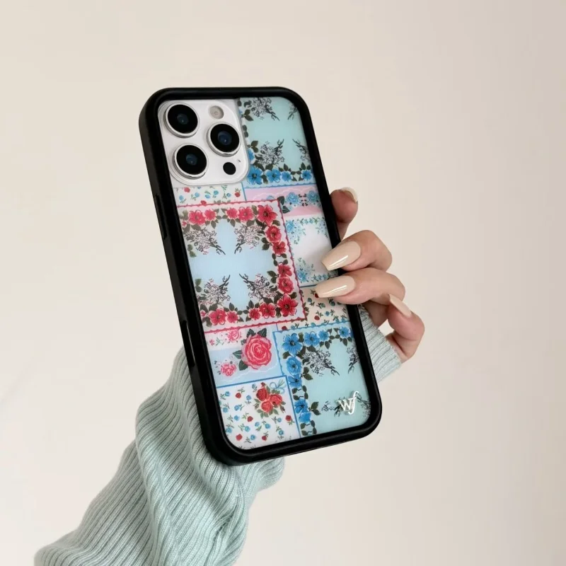 Wildflower Hwaion Blumenfeld Handyhülle für iPhone 17ProMax 12 13 14 15 16 17 Pro Max Plus Air Stoffrückseite Schutzhülle Funda