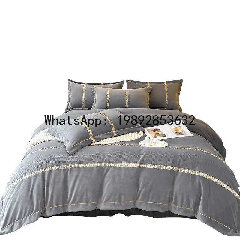 PYJ fleece thickened winter milk fleece four-piece set 2026 new coral fleece bedding