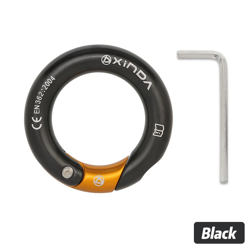 XINDA 23kN 7075 Aluminium Multi-Directional Gated Ring 1mm Thick Stainless Steel Climbing Gear Grey Gold Waterproof All Seasons