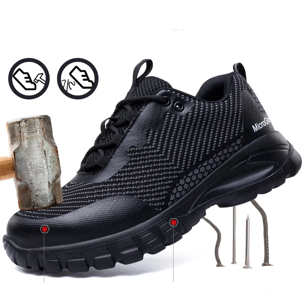 New Work Sneakers Steel Toe Shoes Men Safety Shoes Puncture-Proof Work Shoes Boots Fashion Indestructible Footwear Security